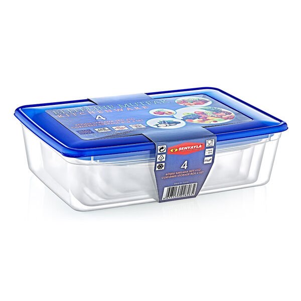 4'lü Köşeli Saklama Kabı Seti Çok Fonksiyonlu Ürün