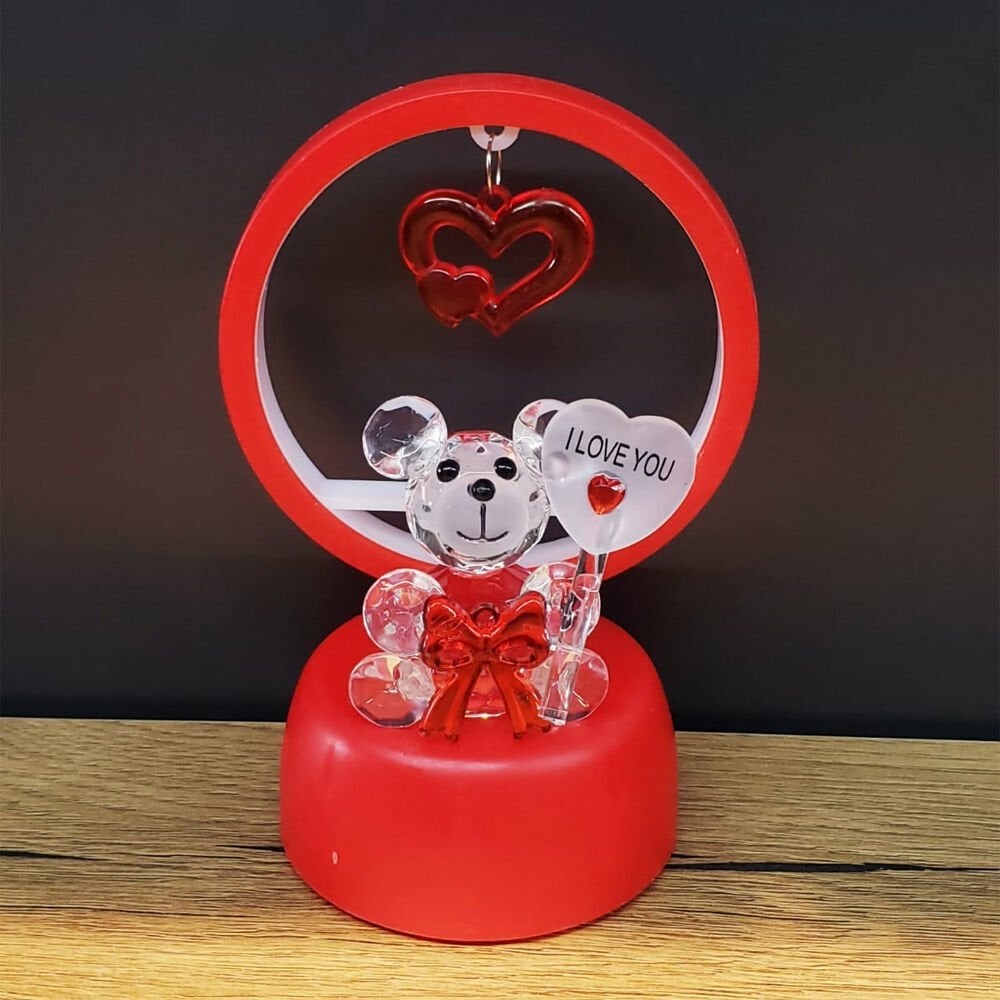 Işıklı Kırmızı I Love You Ayıcık Şık Tasarımlı Fonksiyonel Ürün
