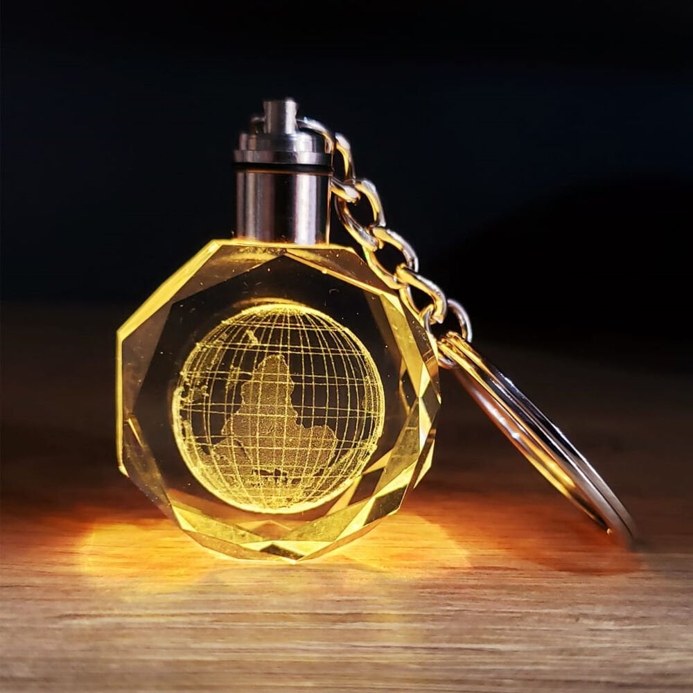 Kristal Dünya Tasarımlı Renk Değiştiren Anahtarlık Şık Tasarımlı Fonksiyonel Ürün