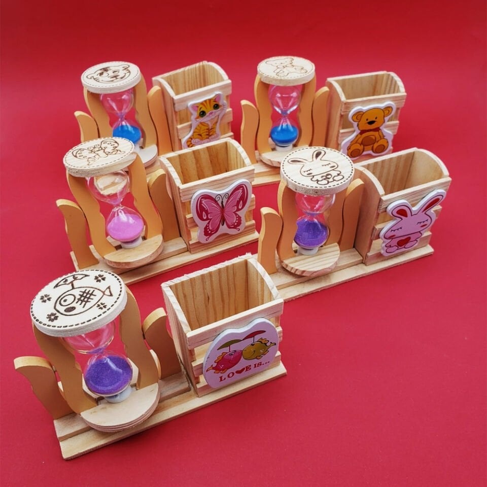 Kum Saati Kalemlik Kutulu Şık Tasarımlı Fonksiyonel Ürün