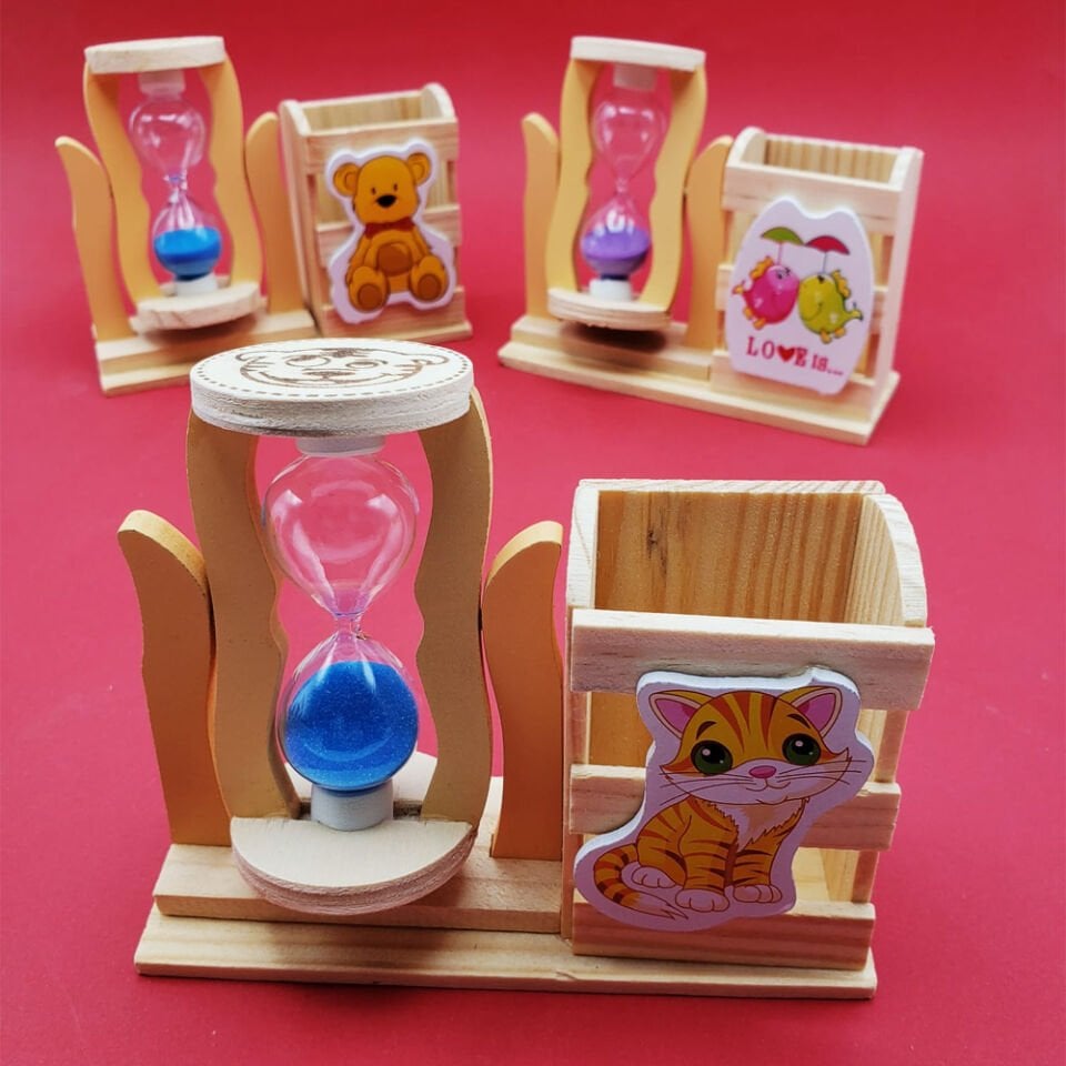 Kum Saati Kalemlik Kutulu Şık Tasarımlı Fonksiyonel Ürün