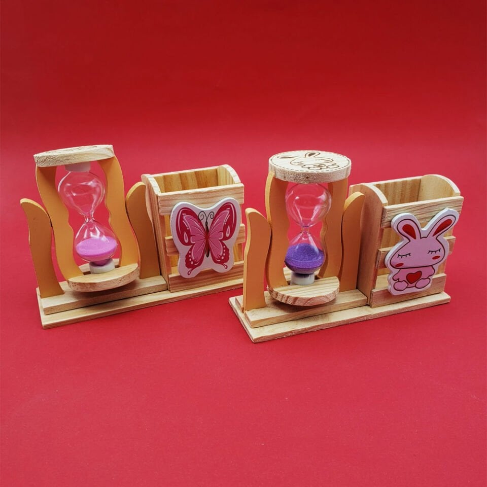 Kum Saati Kalemlik Kutulu Şık Tasarımlı Fonksiyonel Ürün