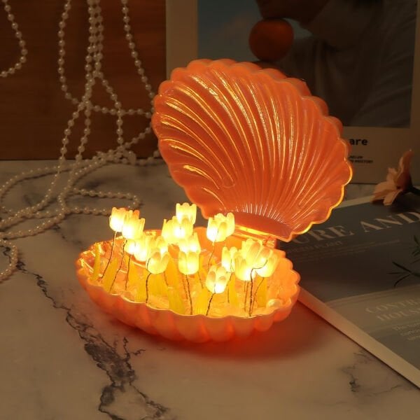 LED Işıklı Kendin Yap Deniz Kabuğu Tasarımlı Lale Lamba Şık Tasarımlı Fonksiyonel Ürün