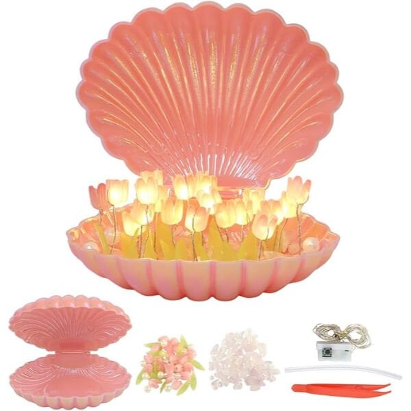 LED Işıklı Kendin Yap Deniz Kabuğu Tasarımlı Lale Lamba Şık Tasarımlı Fonksiyonel Ürün