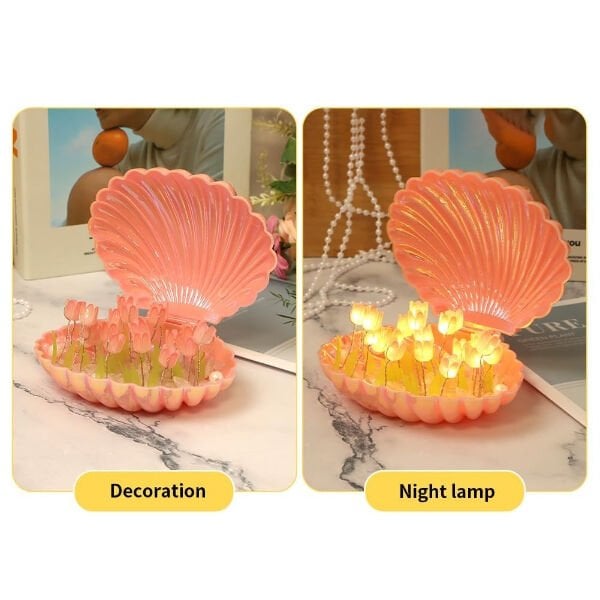 LED Işıklı Kendin Yap Deniz Kabuğu Tasarımlı Lale Lamba Şık Tasarımlı Fonksiyonel Ürün