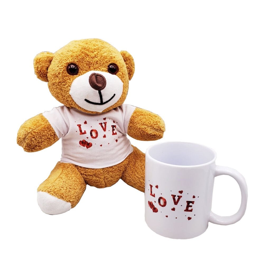 Love Baskılı Kahverengi Ayıcık Ve Kupa Hediye Seti Şık Tasarımlı Fonksiyonel Ürün