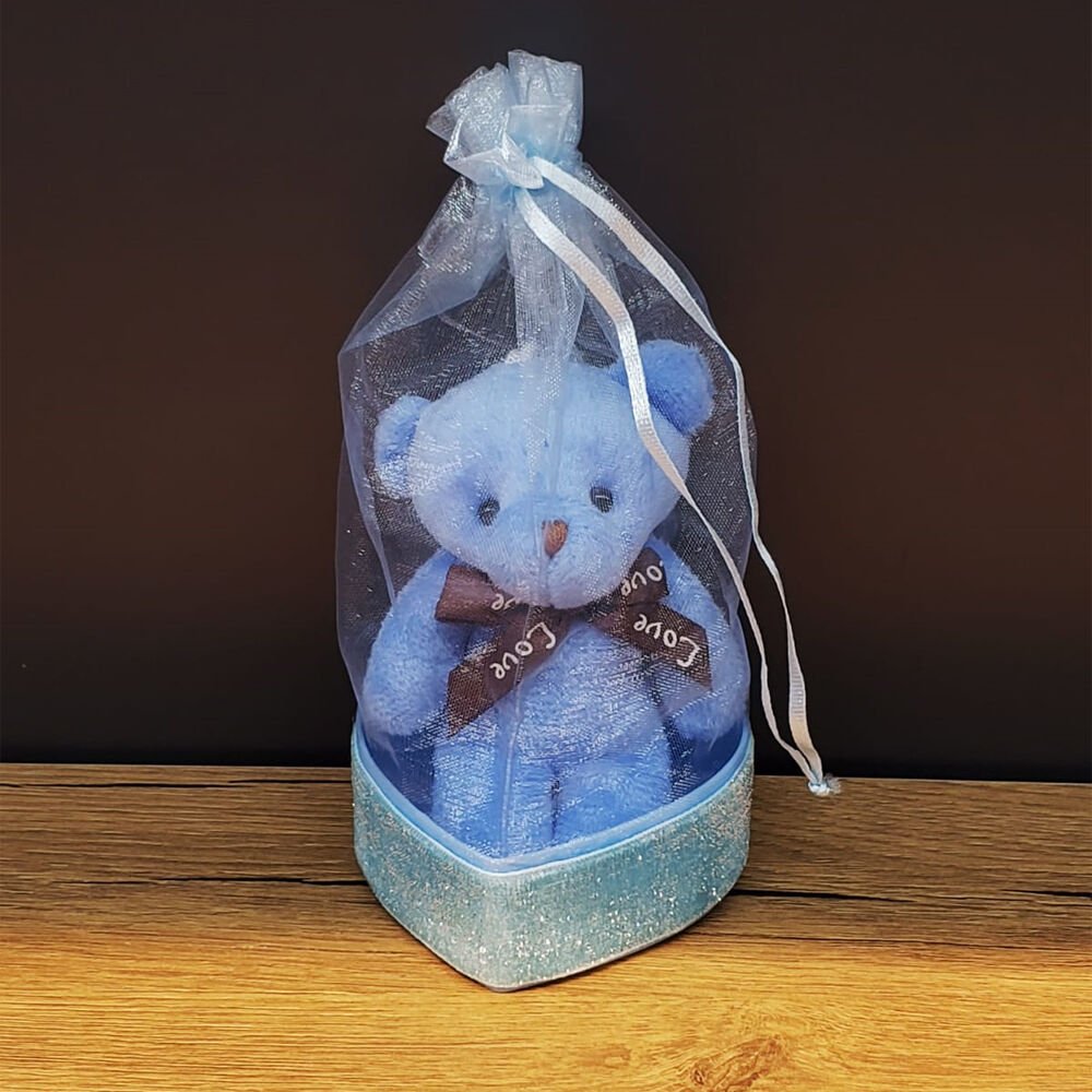 Mavi Hediyelik Kese İçinde Ayıcık Şık Tasarımlı Fonksiyonel Ürün