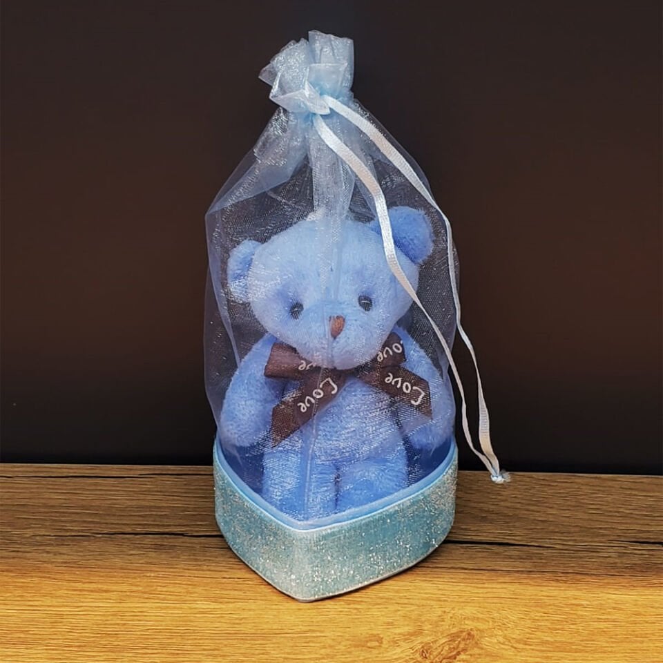 Mavi Hediyelik Kese İçinde Ayıcık Şık Tasarımlı Fonksiyonel Ürün