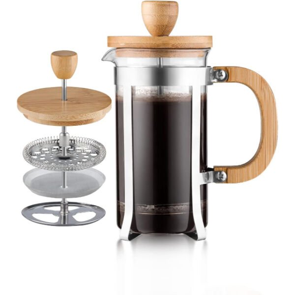 Ahşap Detaylı 600 ml Cam French Press Şık Tasarımıyla Benzersiz Kullanım Deneyimi Hayatınızı Kolaylaştıracak Ürünler