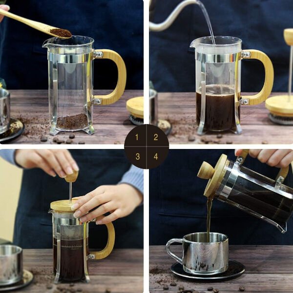 Ahşap Detaylı 600 ml Cam French Press Şık Tasarımıyla Benzersiz Kullanım Deneyimi Hayatınızı Kolaylaştıracak Ürünler