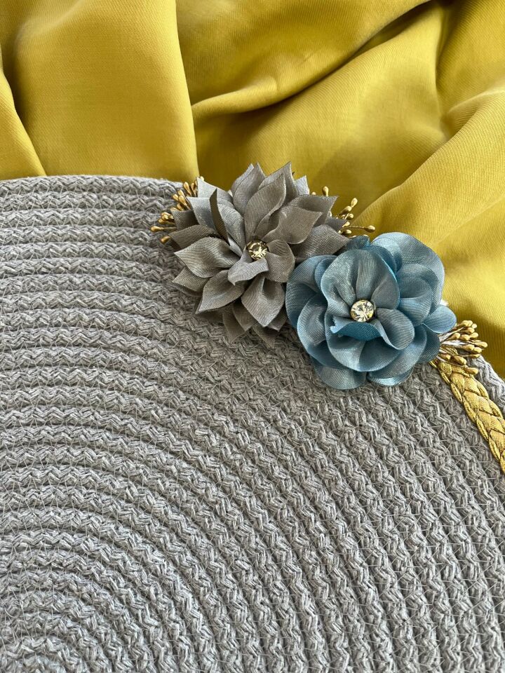 DecoHandy 39cm Çiçekli Jüt Örme Supla Amerikan Servis Şık Tasarımlı Fonksiyonel Ürün