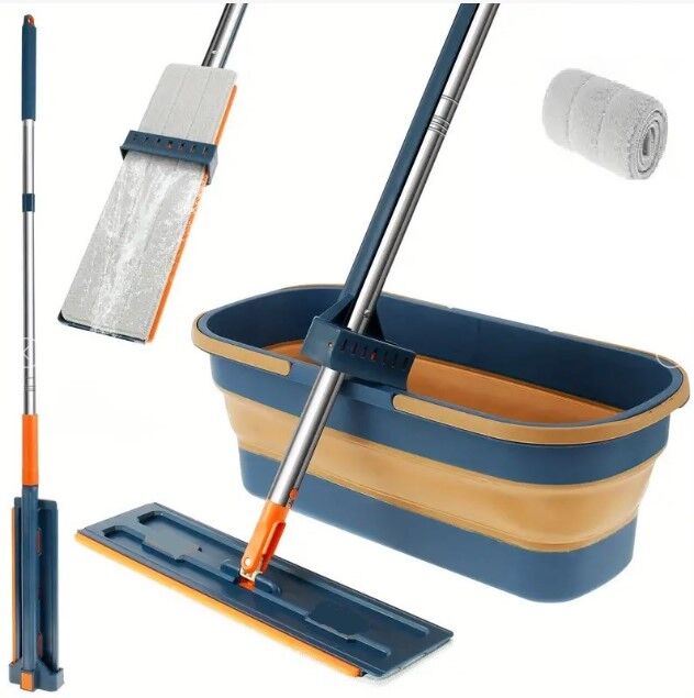 Katlanabilir Temizlik Mopu ve Tekerlekli Kova Seti Şık Tasarımlı Fonksiyonel Ürün