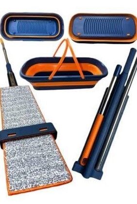 Katlanabilir Temizlik Mopu ve Tekerlekli Kova Seti Şık Tasarımlı Fonksiyonel Ürün