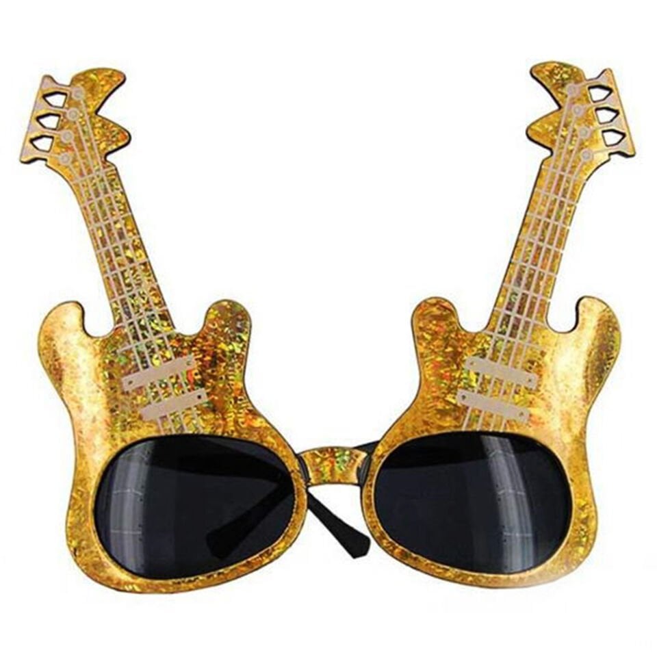 Altın Renk Gitar Şekilli Parti Gözlüğü Şık Tasarımlı Fonksiyonel Ürün