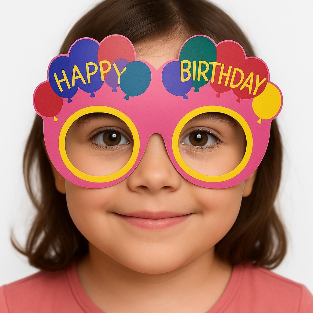 Balon Desenli Karton Doğum Günü Gözlükleri 6 Adet Pembe Renk Şık Tasarımlı Fonksiyonel Ürün