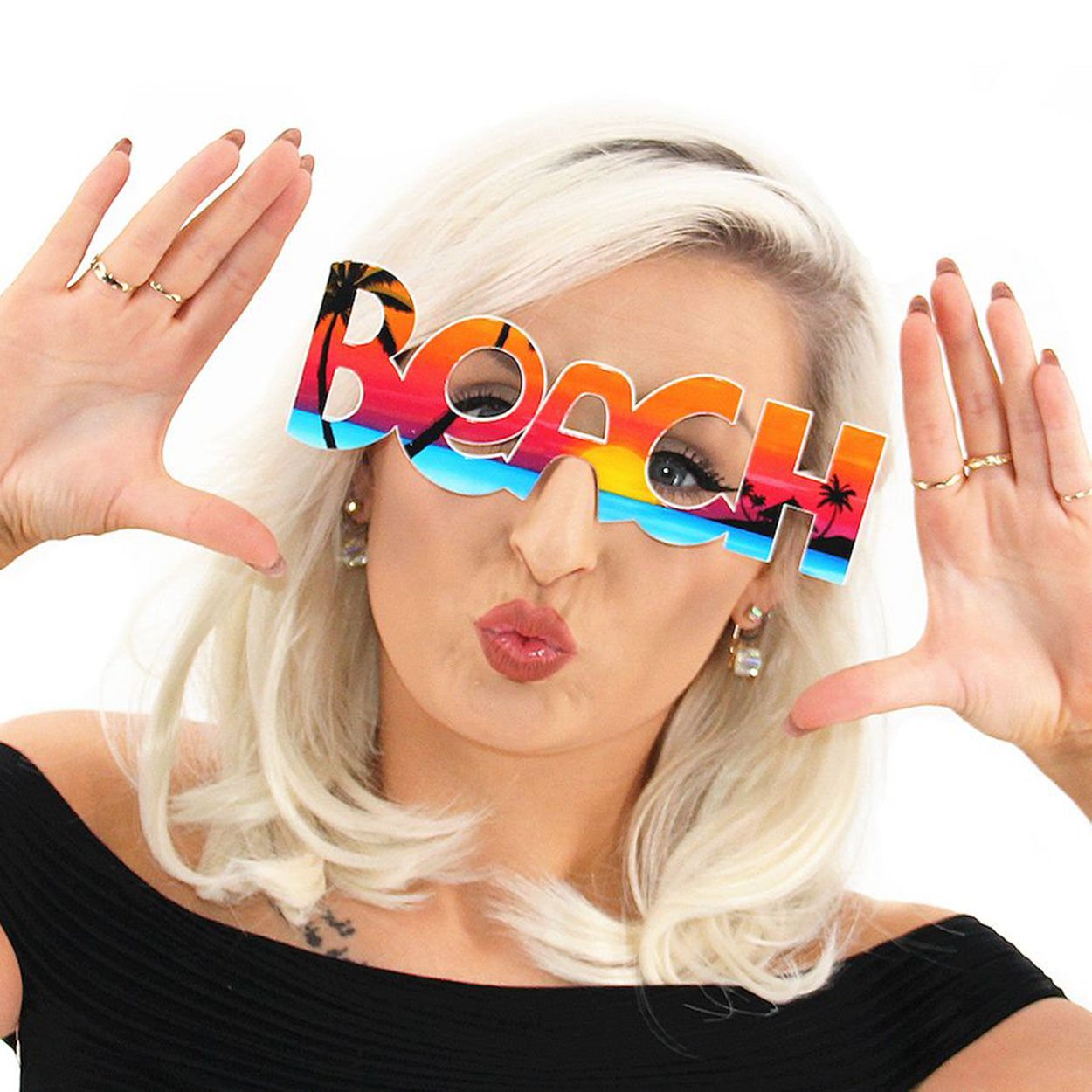 Beach Yazılı Parti Gözlüğü Şık Tasarımlı Fonksiyonel Ürün
