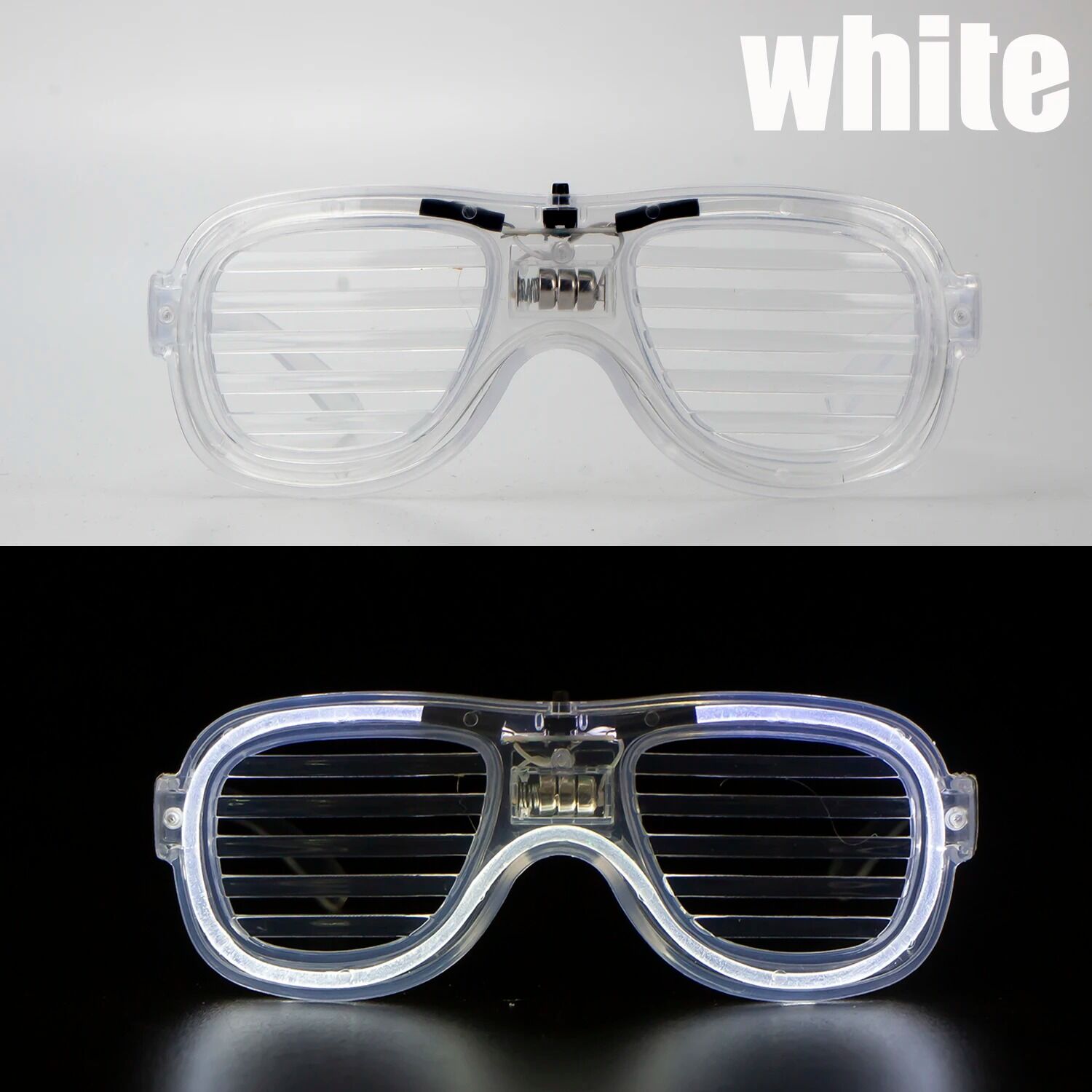 Beyaz Led Işıklı Parti Gözlüğü - Neon 3 Modlu Şık Tasarımlı Fonksiyonel Ürün