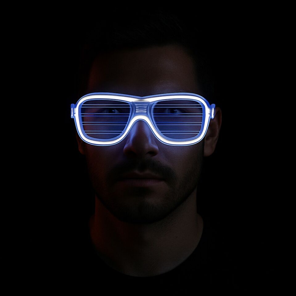 Beyaz Led Işıklı Parti Gözlüğü - Neon 3 Modlu Şık Tasarımlı Fonksiyonel Ürün