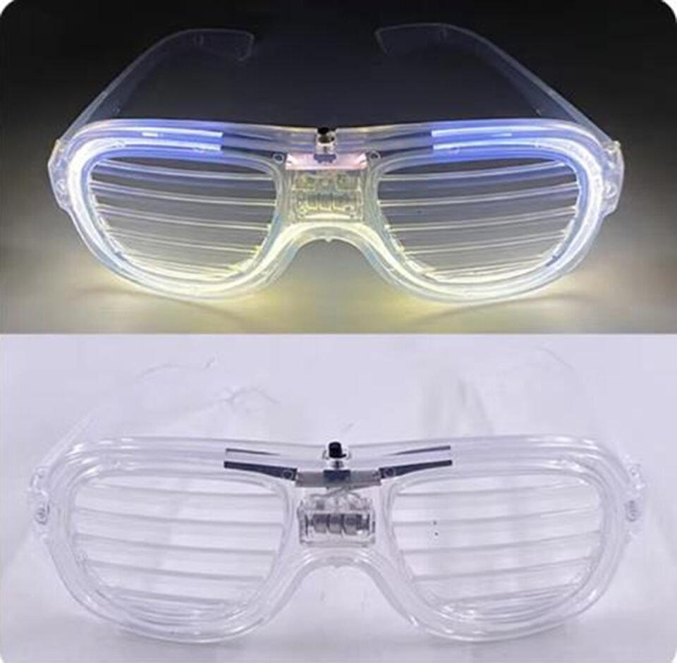 Beyaz Led Işıklı Parti Gözlüğü - Neon 3 Modlu Şık Tasarımlı Fonksiyonel Ürün