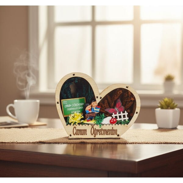 Kalp Saksı Teraryum - Öğretmenler Günü Hediyesi