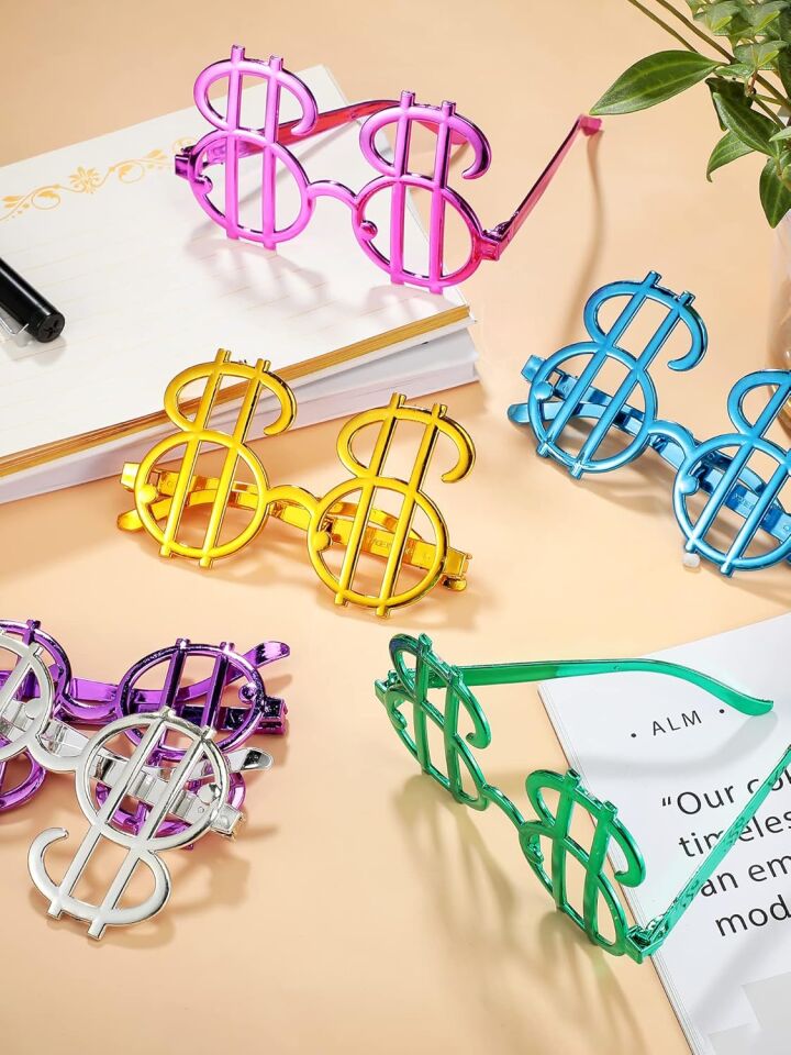 Dolar Şekilli Metalize Parti Gözlüğü 6 Adet Şık Tasarımlı Fonksiyonel Ürün