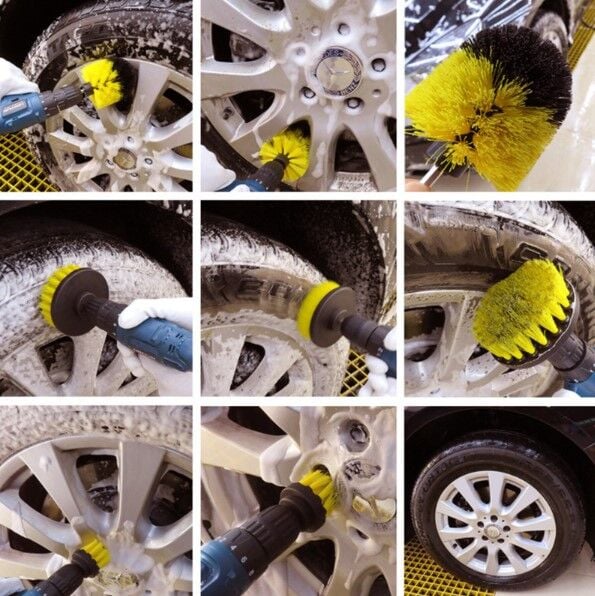 Matkap Ucuna Takılan 3'lü Fırça  Temizlik Seti Şık Tasarımlı Fonksiyonel Ürün