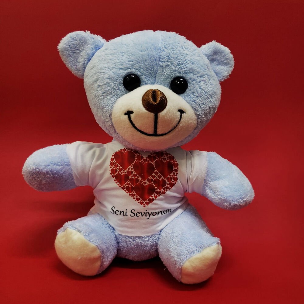 Kalpli Seni Seviyorum Yazılı Tişörtlü Peluş Ayıcık Şık Tasarımlı Fonksiyonel Ürün