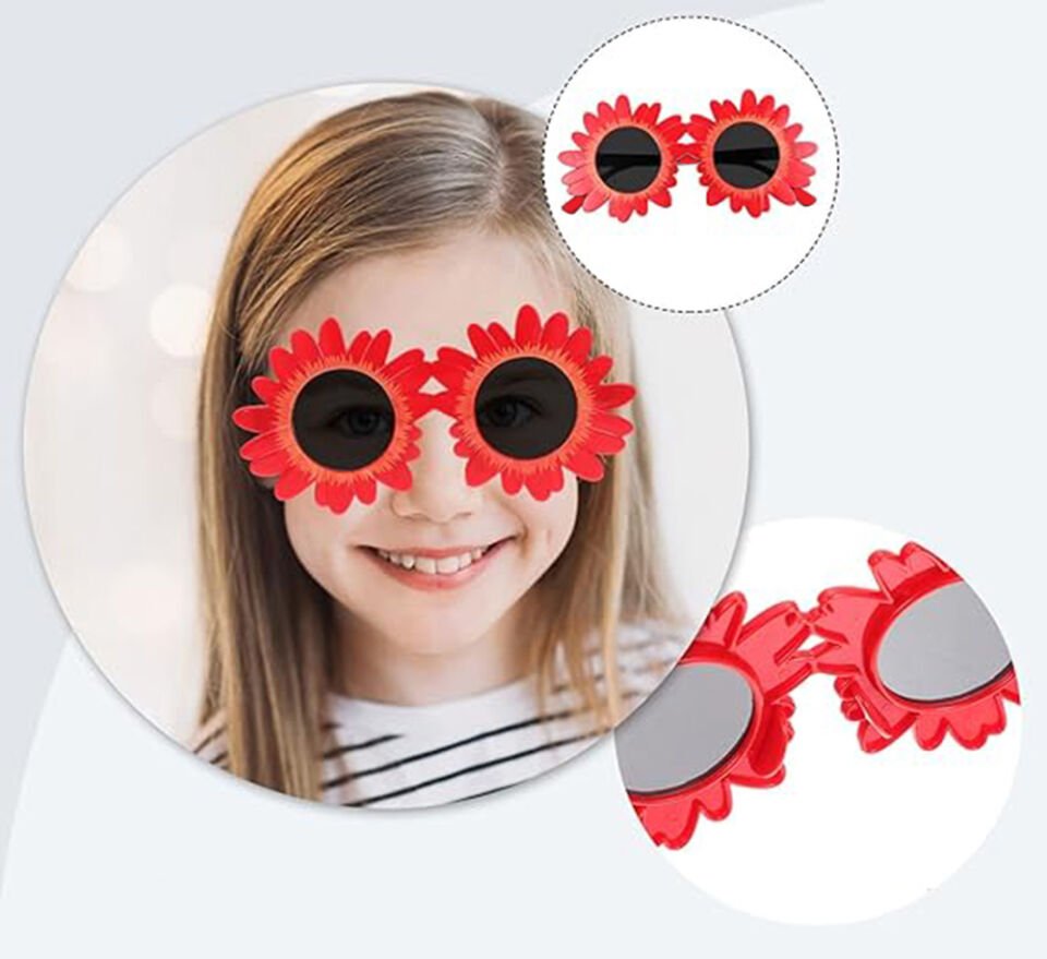Kırmızı Renk Papatya Şekilli Parti Gözlüğü Şık Tasarımlı Fonksiyonel Ürün