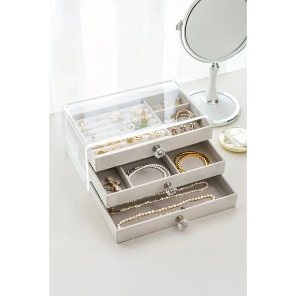 Üç Katlı Takı Organizeri Şık Tasarımlı Fonksiyonel Ürün