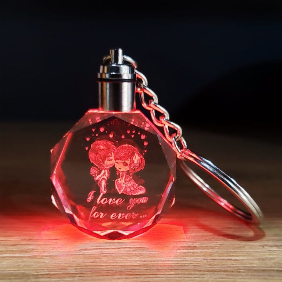 Sevimli Çift Tasarımlı Kristal Renk Değiştiren Anahtarlık Şık Tasarımlı Fonksiyonel Ürün