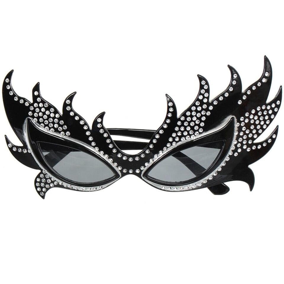 Taşlı Siyah Alev Parti Gözlüğü Şık Tasarımlı Fonksiyonel Ürün
