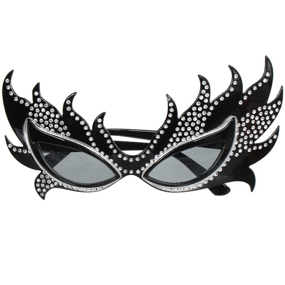 Taşlı Siyah Alev Parti Gözlüğü Şık Tasarımlı Fonksiyonel Ürün