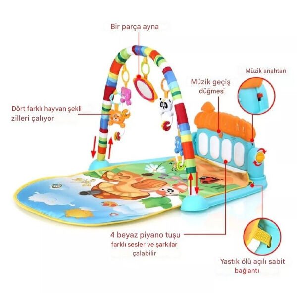 Piyanolu Mantar Oyun Halısı Şık Tasarımlı Fonksiyonel Ürün