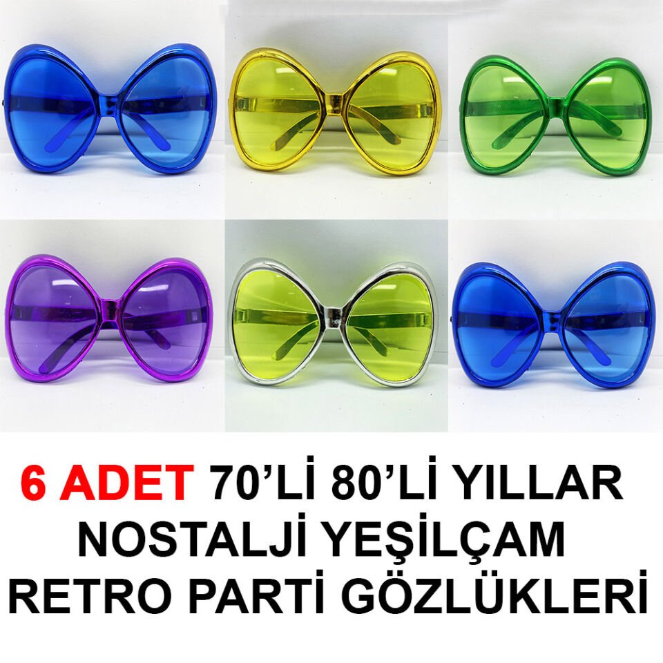 Yeşilçam Retro Parti Gözlükleri 6 Adet Şık Tasarımlı Fonksiyonel Ürün