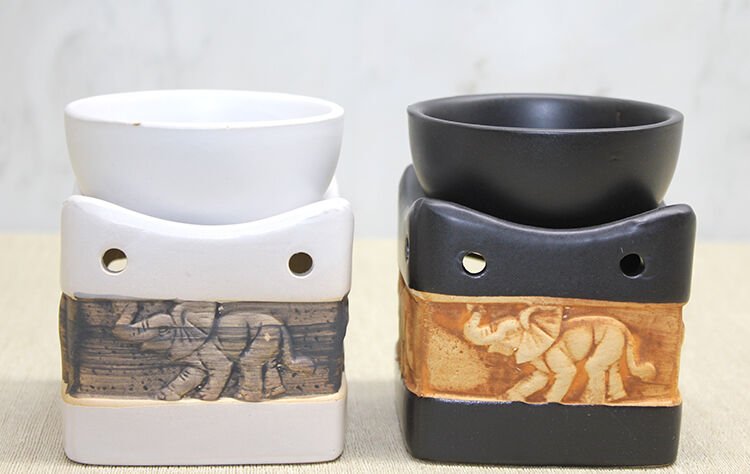 Seramik Fil Kabartmalı Buhurdanlık Çok Fonksiyonel Ürün