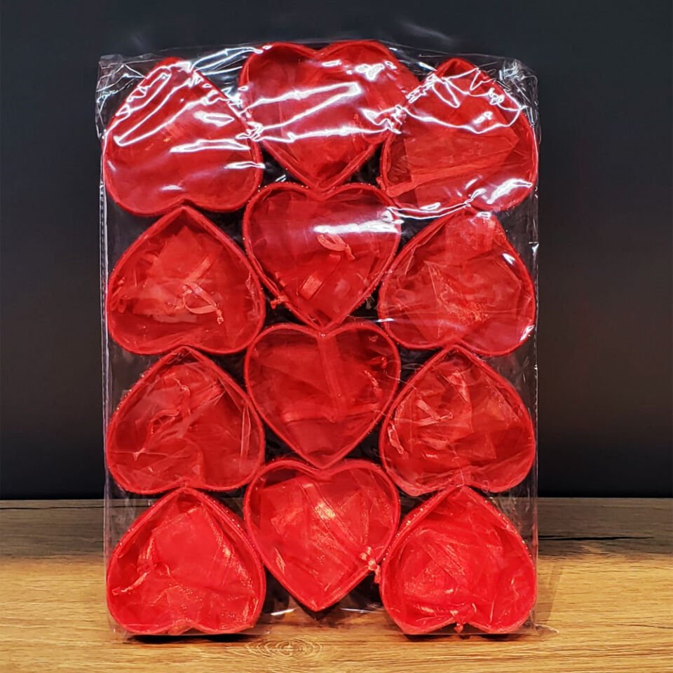 Kırmızı Kalpli Tül Kese Şık Tasarımlı Fonksiyonel Ürün