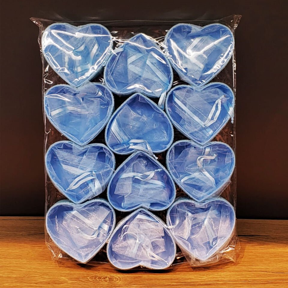 Mavi Kalp Tasarımlı Tül Kese Şık Tasarımlı Fonksiyonel Ürün