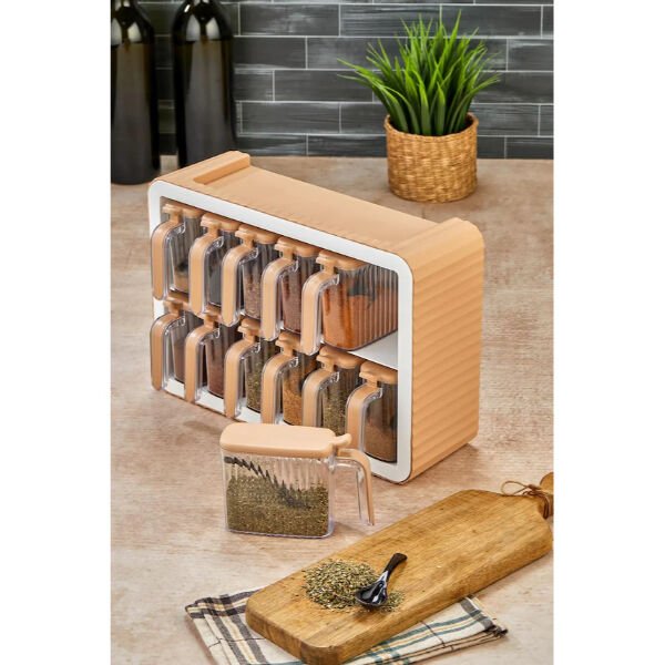 12'li Standlı Kaşıklı Baharatlık Seti Şık Tasarımlı Fonksiyonel Ürün