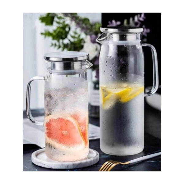 1500 ml Borosilikat Cam Su Sürahisi - Metal Kapaklı ve Isıya Dayanıklı Şık Tasarımlı Fonksiyonel Ürün