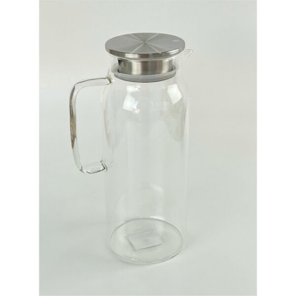 1500 ml Borosilikat Cam Su Sürahisi - Metal Kapaklı ve Isıya Dayanıklı Şık Tasarımlı Fonksiyonel Ürün