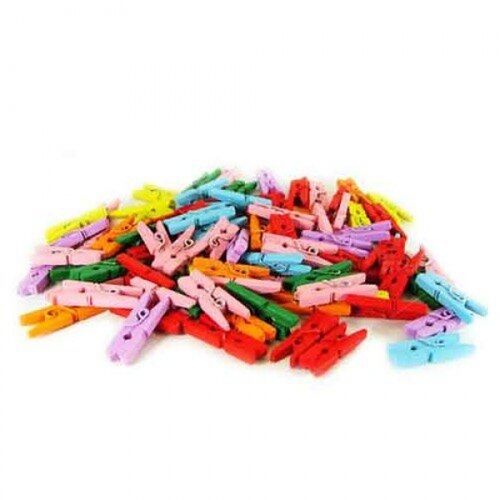 Ahşap Renkli Mini Mandal 100 Adet Şık Tasarımlı Fonksiyonel Ürün