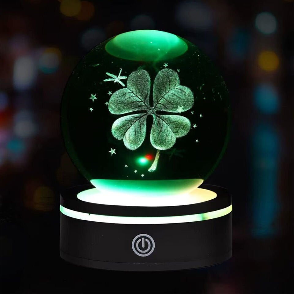 USB'li Yonca Tasarımlı Dönen Cam Küre Şık Tasarımlı Fonksiyonel Ürün