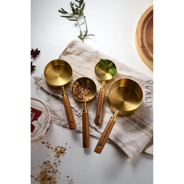 4'lü Ahşap Saplı Ölçü Kaşığı Şık Tasarımlı Fonksiyonel Ürün