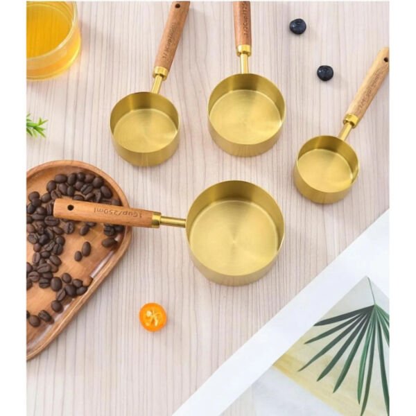 4'lü Ahşap Saplı Ölçü Kaşığı Şık Tasarımlı Fonksiyonel Ürün