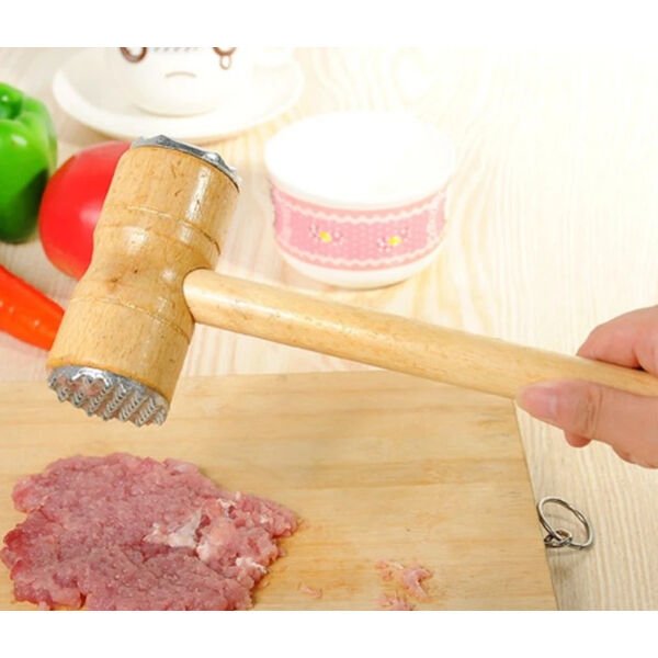 Ahşap Saplı Et Dövme Çekici Şık Tasarımlı Fonksiyonel Ürün