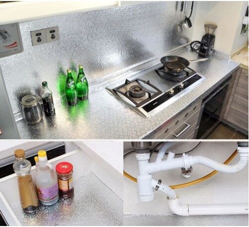 Alüminyum Folyo Yapışkanlı Mutfak Koruyucu Folyo 2 Metre Şık Tasarımlı Fonksiyonel Ürün