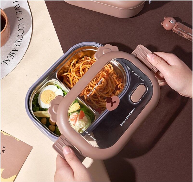 Bölmeli Paslanmaz Çelik Yemek Kutusu Şık Tasarımlı Fonksiyonel Ürün