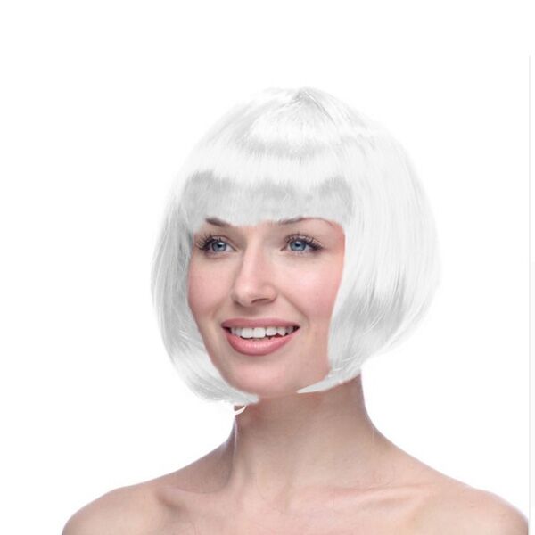 Beyaz Küt Peruk Saç Şık Tasarımlı Fonksiyonel Ürün