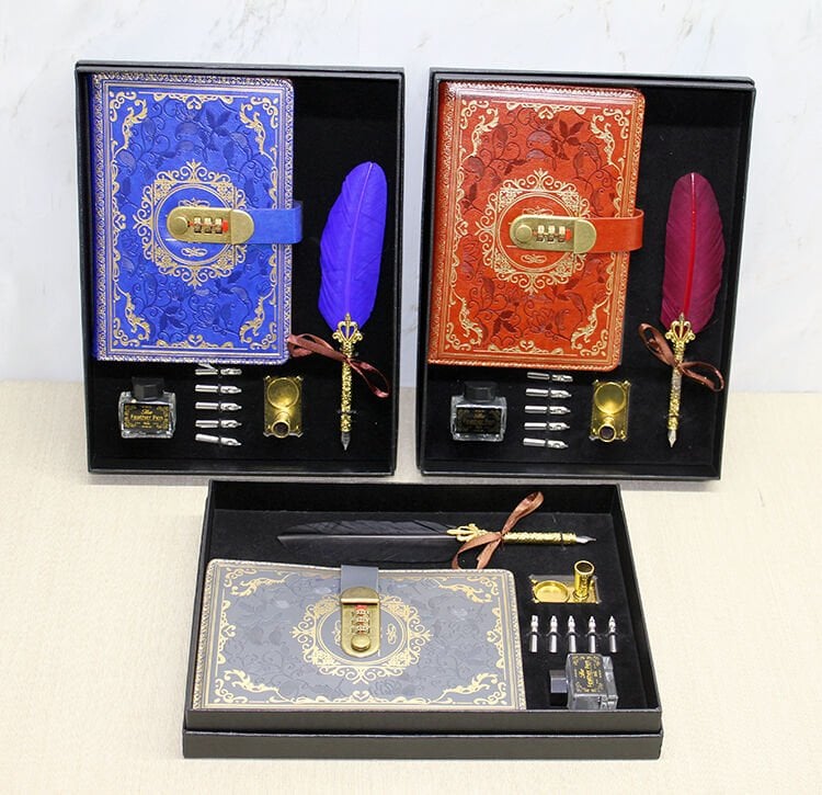 Şifreli Deri Defter Ve Divit Hokka Seti Çok Fonksiyonel Ürün