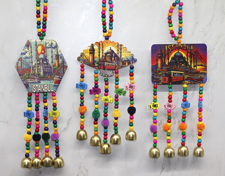 İstanbul Temalı Renkli Boncuklu Asmalı Rüzgar Çanı Çok Fonksiyonel Ürün